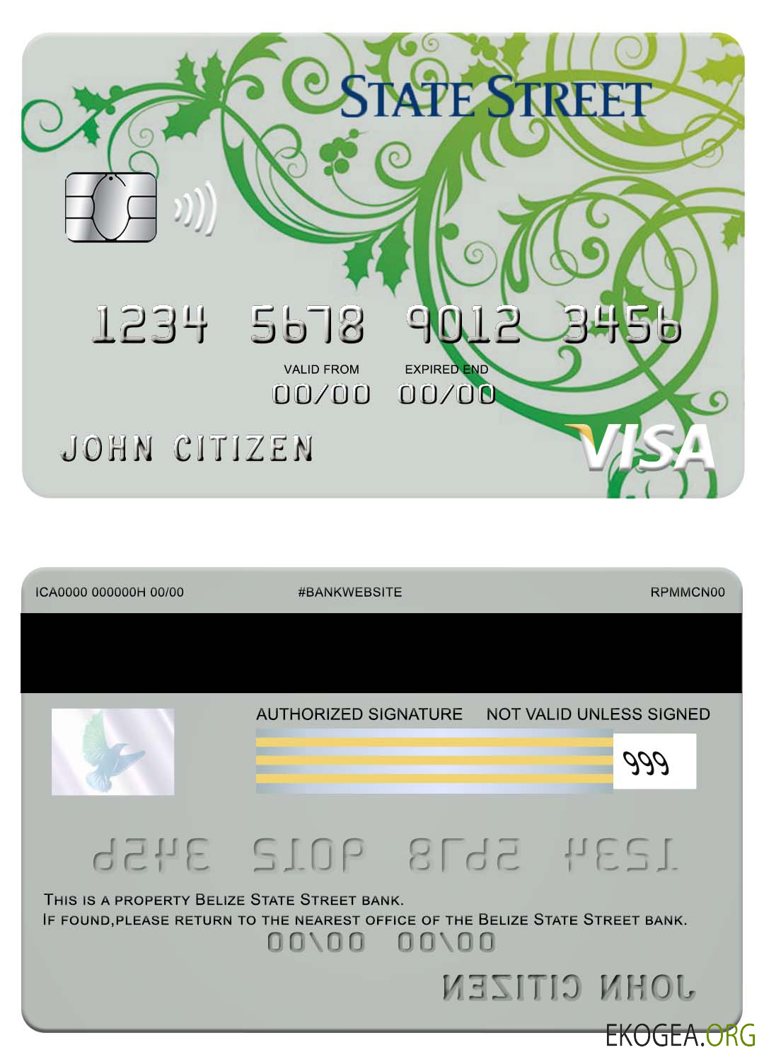Carte visa bancaire strret de l'État du Belize
